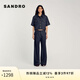 SANDRO2024秋冬款女裝新復(fù)古回潮縫線設(shè)計闊腿牛仔褲SFPPA01485 D324/深藍色 34