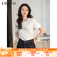 lagogo純棉印花簡(jiǎn)約正肩白色T恤女拉谷谷2025春新款甜美短袖上衣 本白色 M