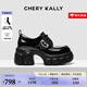 CHERY KALLY輕奢厚底深口單鞋女2025年夏季百搭增高鞋高級潮流小皮鞋女 松露黑 35