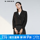 S.DEER圣迪奧女裝春季西裝領(lǐng)拼接短款西裝外套S221Z2211 黑色/91 S 160