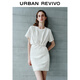 UR秋季新款女裝流動(dòng)哲學(xué)簡(jiǎn)約收腰短袖連衣裙UWH750097 米白 L