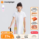 moodytiger女童連衣裙涼感速干夏季兒童裙子防走光吸濕排汗短袖polo運(yùn)動裙 云朵白 150 cm