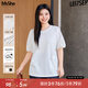 MsShe【設(shè)計(jì)感開叉下擺短袖T恤】大碼女裝2025夏裝胖mm巨遮肚上衣 純白色現(xiàn)貨 3XL