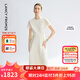 朗姿【蘭亭敘】真絲提花長裙氣質(zhì)設(shè)計2025年夏季新款高級感連衣裙 米白色 L