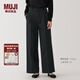 無(wú)印良品（MUJI） 女式 不易起皺 抽褶 直筒褲 褲子女款秋冬款 長(zhǎng)褲 BE1QSA4A 黑色 M (160/66A)