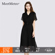 MeetMetro瑪依爾黑色雪紡連衣裙女2025夏季新款飄帶領(lǐng)輕熟風(fēng)裙子 黑色【現(xiàn)貨閃電發(fā)】 S