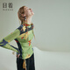 日著(zhù)趣雪怪印花長(cháng)袖t恤女2025年新款設計感修身流行打底衫薄上衣 雪蓮綠 L