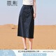 香影a字工裝半身裙女2025夏裝新款藏青中長抽繩氣質(zhì)高腰開叉裙子 藏青 L