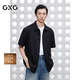 GXG男裝黑色肌理短袖襯衫通勤男士簡(jiǎn)約襯衣 黑色 190/XXXL