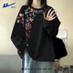 回力長(cháng)袖t恤女2025新款女裝秋季薄款純棉打底衫內搭可外穿舒適黑色t恤