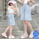G.DUCKKIDS2025新款夏季藍(lán)色牛仔五分褲女童時(shí)尚百搭輕薄透氣休閑褲 藍(lán)色 120 cm