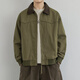 Foss Phil復古水洗男士秋季冬款工裝底特律外套男街頭寬松百搭翻領(lǐng)夾克上衣 HTLB-J182橄欖綠 常規 L 【建議130-150斤】