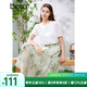 百圖betu女裝夏季新款半身裙新國(guó)風(fēng)扎染水墨印花高腰裙女2405T50 綠色 L