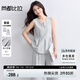 尚都比拉夏季氣質(zhì)套裝女夏季工字褶無袖馬甲上衣配高腰闊腿褲顯瘦兩件套
