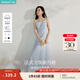 茵曼（INMAN）章若楠同款歐若風(fēng)法式吊帶連衣裙2025夏季新品女裝淡鵝黃色裙子 藍(lán)色 (方領(lǐng))【好評返現(xiàn)】 M