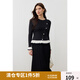 獨(dú)束大碼女裝甜美減齡荷葉邊針織套裝冬裝新款顯瘦兩件時(shí)尚套裝 黑色-上衣 XL (尺碼：3) (尺碼：3)