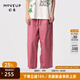 幻走（MOVEUP）2024夏季新款.FUN系列貓咪織嘜設(shè)計師純棉休閑直筒褲女 灰粉 M