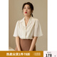 獨(dú)束大碼女裝雪紡衫女顯瘦夏裝新款時(shí)尚氣質(zhì)襯衫遮肚顯瘦上衣 杏色 XL