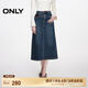 ONLY春夏潮流個(gè)性口袋高腰A字牛仔半身裙女|124337012 J35 復(fù)古牛仔390 S (160) 64A