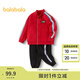 巴拉巴拉（BALABALA）男童套裝兒童春裝衛(wèi)衣長(zhǎng)褲兩件套潮拜年服 紅黑色調(diào) 120 cm