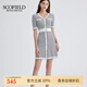 SCOFIELD【小香風(fēng)】女裝法式優(yōu)雅復(fù)古撞色V領(lǐng)針織連衣裙夏新款 黑色 L 170