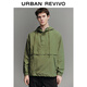 UR2026春季新款男裝戶(hù)外連帽超寬松罩衫襯衫UMM250048+ 灰綠 S (XS-S)