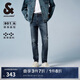 杰克·瓊斯（JACK&JONES） 潮流時尚LOGO皮標(biāo)彈力修身水洗貓須舒適百搭牛仔褲男裝225132035