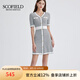 SCOFIELD【小香風(fēng)】女裝法式優(yōu)雅復(fù)古撞色V領(lǐng)針織連衣裙夏新款 黑色 L 170