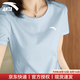 安踏短袖t恤女2025夏季新款顯白冰絲透氣速干衣健身瑜伽跑步運動上衣 【速干-修身版型】夢影藍 M