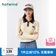 熱風(fēng)（Hotwind）針織衫女秋季新款女士撞色翻領(lǐng)休閑學(xué)院顯瘦修身針織上衣 03米色 S