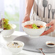 斯凱綈（Sky Top）面碗骨瓷米飯碗純白防燙高腳碗陶瓷家用餐具套裝6.25英寸4件