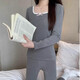 伊棠朵德絨保暖內衣套裝秋冬季女生修身長(cháng)袖長(cháng)褲打底秋衣秋褲塑身美體 蝴蝶結德絨套裝#灰色 M 建議體重80-95斤