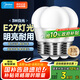 美的（Midea）led燈泡節(jié)能E27大螺口螺紋球泡家用光源3W正白三只裝