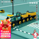 MOONCHILD高端兒童電動車四輪遙控汽車女孩雙人小孩寶寶玩具女孩生日禮物 【電動款】墨綠色火車頭+2節(jié)黃車 雙驅(qū)動