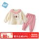 舒貝怡女童套裝新春款寶寶衣服小兔花邊洋氣衛(wèi)衣兒童分體兩件套粉色 110