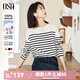 歐莎（OSA）知性通勤條紋長(zhǎng)袖T恤女2025秋新款法式寬松顯瘦內(nèi)搭打底衫上衣 黑白條 2XL