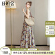 絲柏舍印花連衣裙2025夏裝新款女裝A字通勤風(fēng)簡約圓領(lǐng)無袖長裙