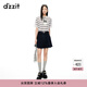 DZZIT【情緒T】地素針織衫夏季水晶飾布設計條紋上衣女 深灰色 XS