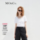 MO&Co.2023春季新品簡約U領原創膠章簡約短袖T恤MBC2TEET11打底moco 漂白色 S 160