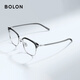 BOLON暴龍眼鏡近視眼鏡框輕商務(wù)眉架光學(xué)鏡復古半框男女可配度數BJ6105 B15-銀色/亮黑 框+依視路鉆晶膜御1.60（400度內)