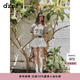 DZZIT地素半身裙2025夏季新款米白色拼接腰頭蕾絲蛋糕裙3J2S2239B 米白色 XS