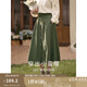 茵曼（INMAN）半身裙女士2025年春季女裝新款復(fù)古顯瘦通勤中長款純棉長裙子 茶綠色 -18518192 M
