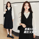 十月名裳孕婦連衣裙春秋假兩件雪紡大碼連衣裙高級感孕婦裙子秋季孕婦裝 黑色 XXL