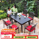 莫 家戶(hù)外鑄鋁桌椅庭院露天陽(yáng)臺(tái)鋁合金家具休閑室外鐵藝桌椅組合 6+150-200CM伸縮長(zhǎng)桌