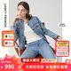 朗姿法式復(fù)古百搭休閑短款藍(lán)色牛仔外套女新款高級(jí)感早春新款上衣 巴黎藍(lán)色2 L