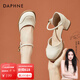 達(dá)芙妮（DAPHNE）瑪麗珍鞋粗跟包頭涼鞋女夏季2025中空單鞋女士高跟涼鞋法式包跟 米白色(跟高4.8厘米) 37 (235mm) 標(biāo)準(zhǔn)碼
