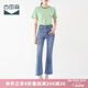古田森牛仔褲女夏季休閑顯瘦小個子九分褲百搭微喇褲女3S3061 藍色 26