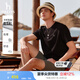 哈吉斯（HAZZYS）男女裝 夏季【情侶款】圓領(lǐng)上衣簡約純色百搭短袖T恤 黑色BK -男款 4XL （190/112A 56） 男