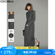 COCOBELLA手工壓褶半高領(lǐng)赫本風(fēng)長袖連衣裙女秋氣質(zhì)長裙FR3015 深花灰 L