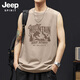 JEEP SPIRIT吉普背心男士夏季純棉寬松休閑透氣百搭潮流無袖坎肩男 沙色 XL